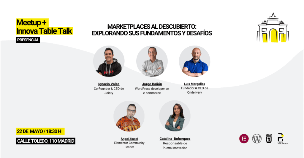 Foto de los ponentes del Meetup + Innova Table Talk de Marketplaces al descubierto