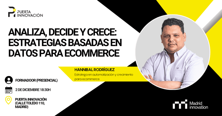 Disfruta del FormaDOOR presencial "Analiza, decide y crece: estrategias basadas en datos para ecommerce" con el experto Hannibal Rodríguez.