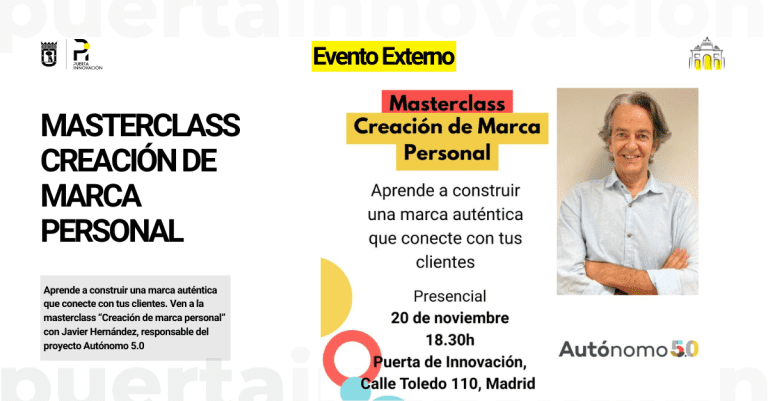 Nuevo evento de Autónomos 5.0 sobre "Creación de marca personal" con Javier Hernández Lucendo. ¡No te lo pierdas!